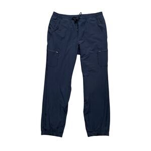 Eddie Bauer Sweatpants Women 14 Navy Fleece Lined Elastic Waist Drawstring Cargo